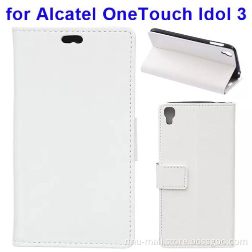 Crazy Horse Texture Wallet Style Flip PU Leather Case for Alcatel OneTouch Idol 3 5.5 Inch
